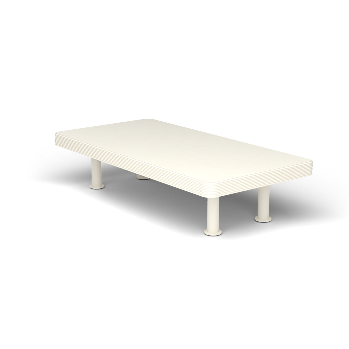 Unduetre Rechthoekige Salontafel, 50 × 100 × h 23 cm, Antique White, Gelakt aluminium (volgt onderstelkleur)
