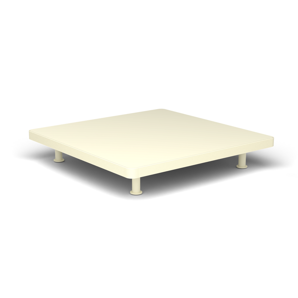 Unduetre Vierkante Salontafel, 100 × 100 × h 18 cm, Butter White, Gelakt aluminium (volgt onderstelkleur)
