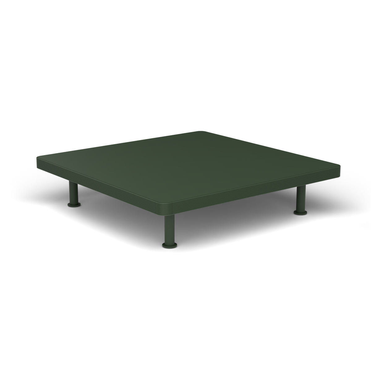Unduetre Vierkante Salontafel, 100 × 100 × h 23 cm, Bottle Green, Gelakt aluminium (volgt onderstelkleur)
