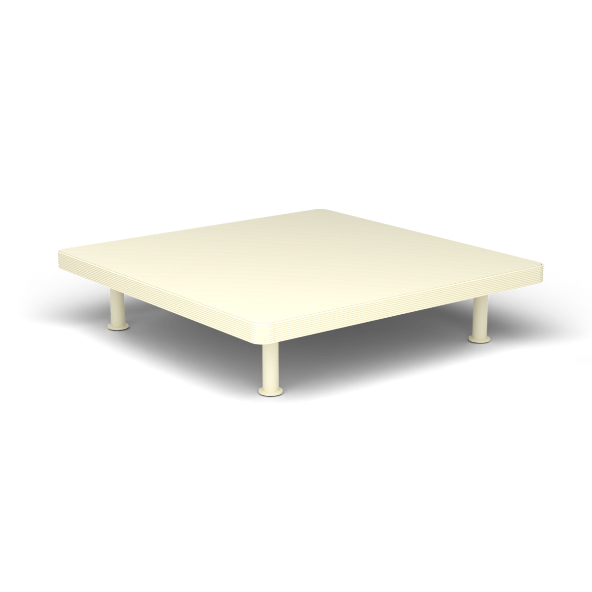 Unduetre Vierkante Salontafel, 100 × 100 × h 23 cm, Butter White, Gelakt aluminium (volgt onderstelkleur)