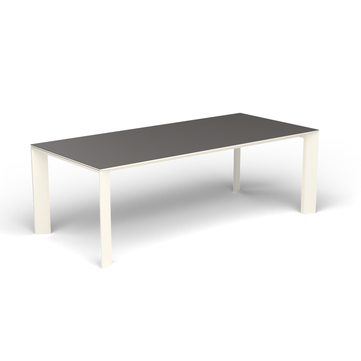 Grande Arche Rechthoekige Eettafel, Antique White, Aluminium speckled Anthracite
