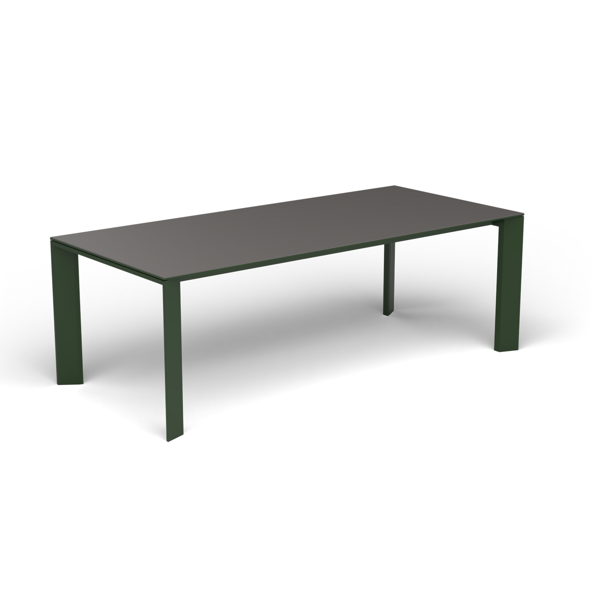 Grande Arche Rechthoekige Eettafel, Bottle Green, Aluminium speckled Anthracite