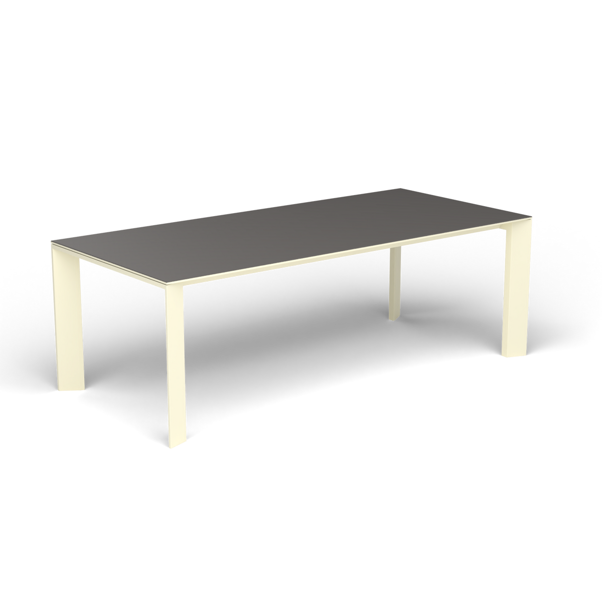 Grande Arche Rechthoekige Eettafel, Butter White, Aluminium speckled Anthracite