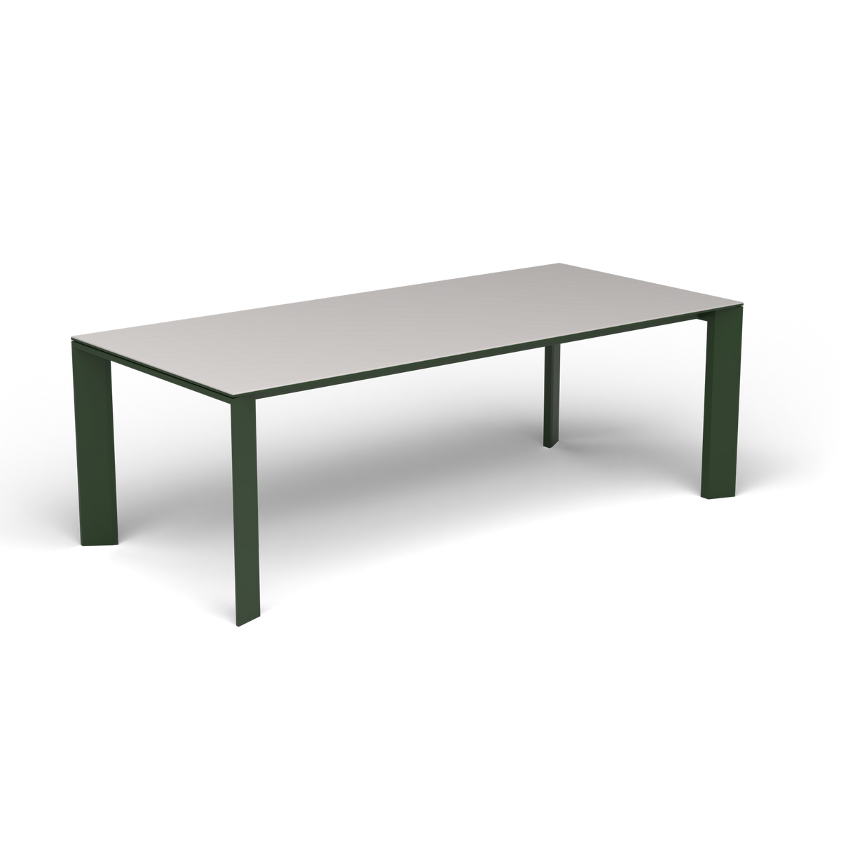 Grande Arche Rechthoekige Eettafel, Bottle Green, Aluminium speckled Grey