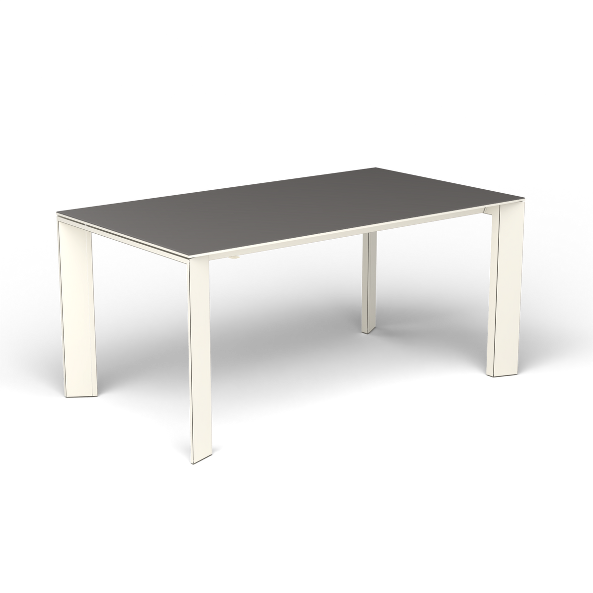 Grande Arche Uitschuifbare Rechthoekige Eettafel, 160/210 × 90 × h 74 cm, Antique White, Aluminium speckled Anthracite