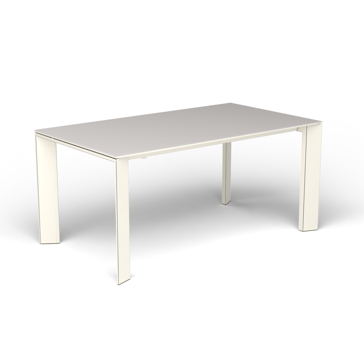 Grande Arche Uitschuifbare Rechthoekige Eettafel, 160/210 × 90 × h 74 cm, Antique White, Aluminium speckled Grey