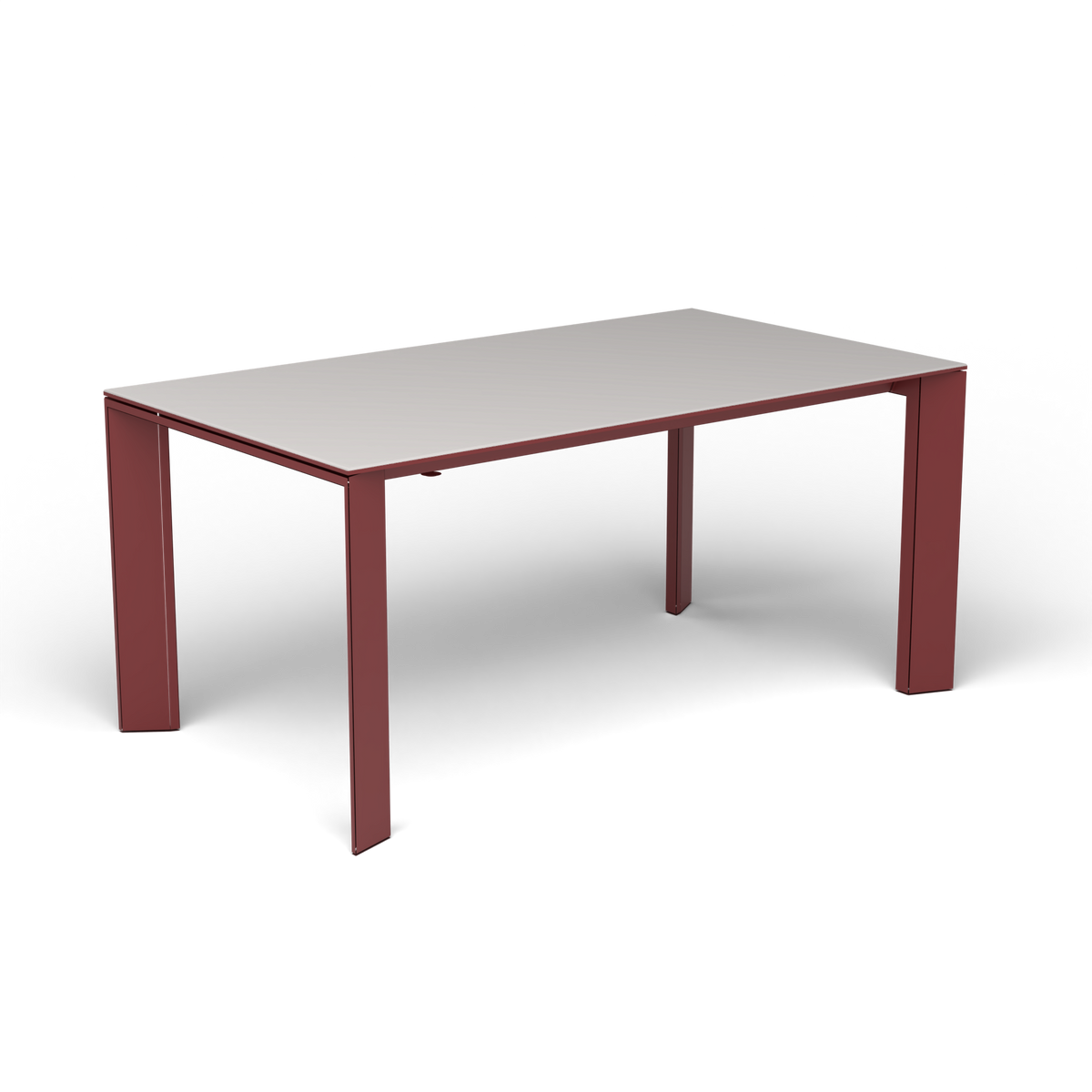 Grande Arche Uitschuifbare Rechthoekige Eettafel, 160/210 × 90 × h 74 cm, Autumn Red, Aluminium speckled Grey