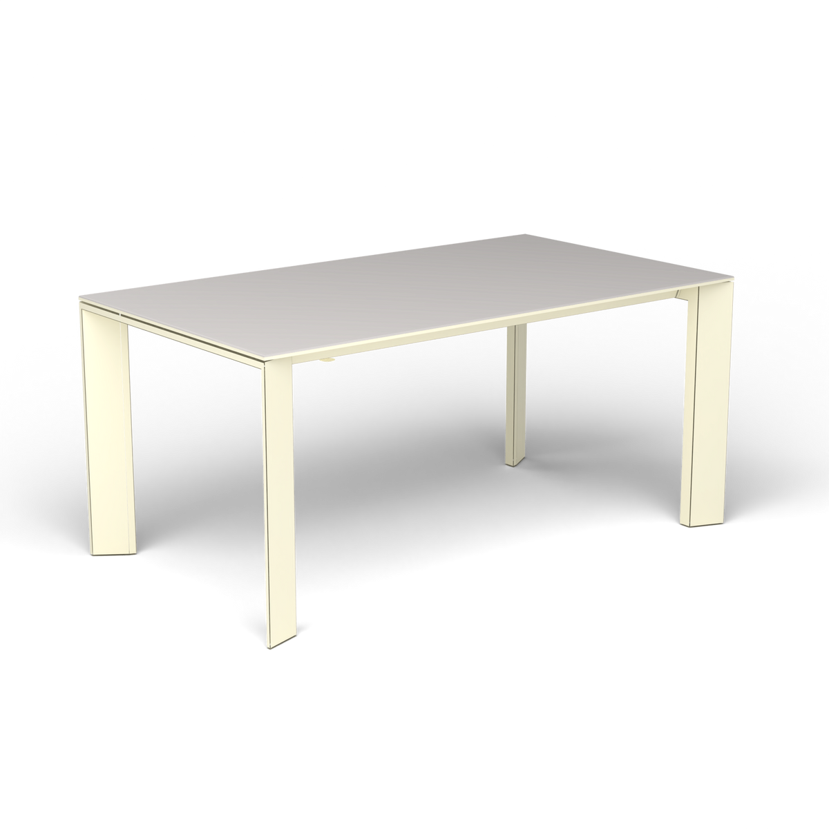 Grande Arche Uitschuifbare Rechthoekige Eettafel, 160/210 × 90 × h 74 cm, Butter White, Aluminium speckled Grey