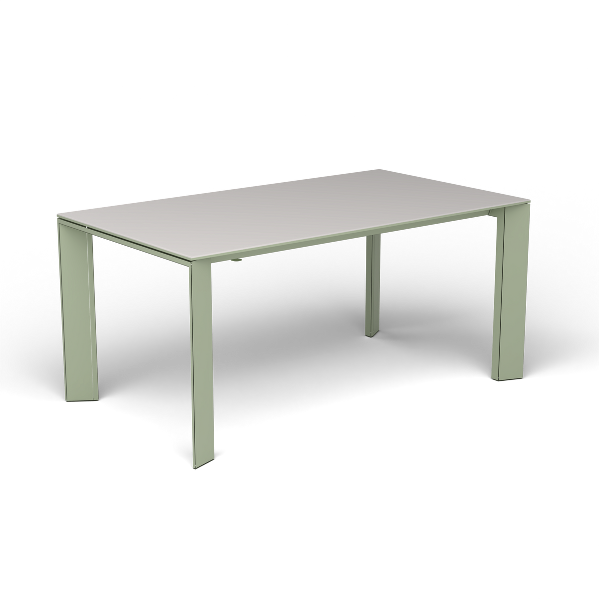 Grande Arche Uitschuifbare Rechthoekige Eettafel, 160/210 × 90 × h 74 cm, Green Tea, Aluminium speckled Grey