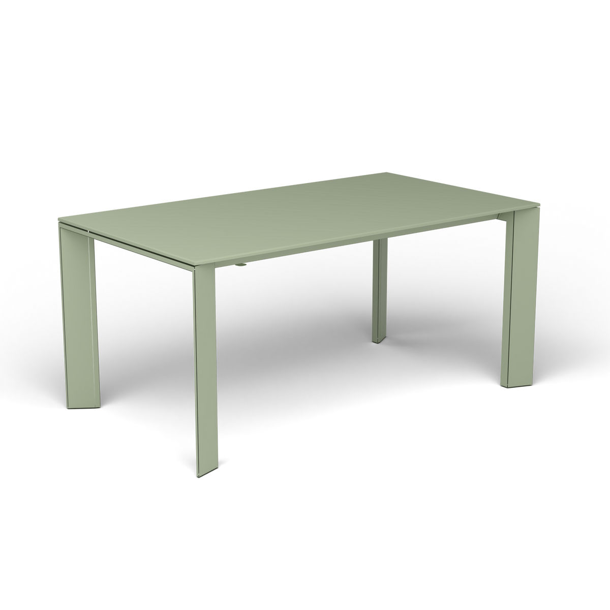 Grande Arche Uitschuifbare Rechthoekige Eettafel, 160/210 × 90 × h 74 cm, Green Tea, Gelakt aluminium (volgt onderstelkleur)