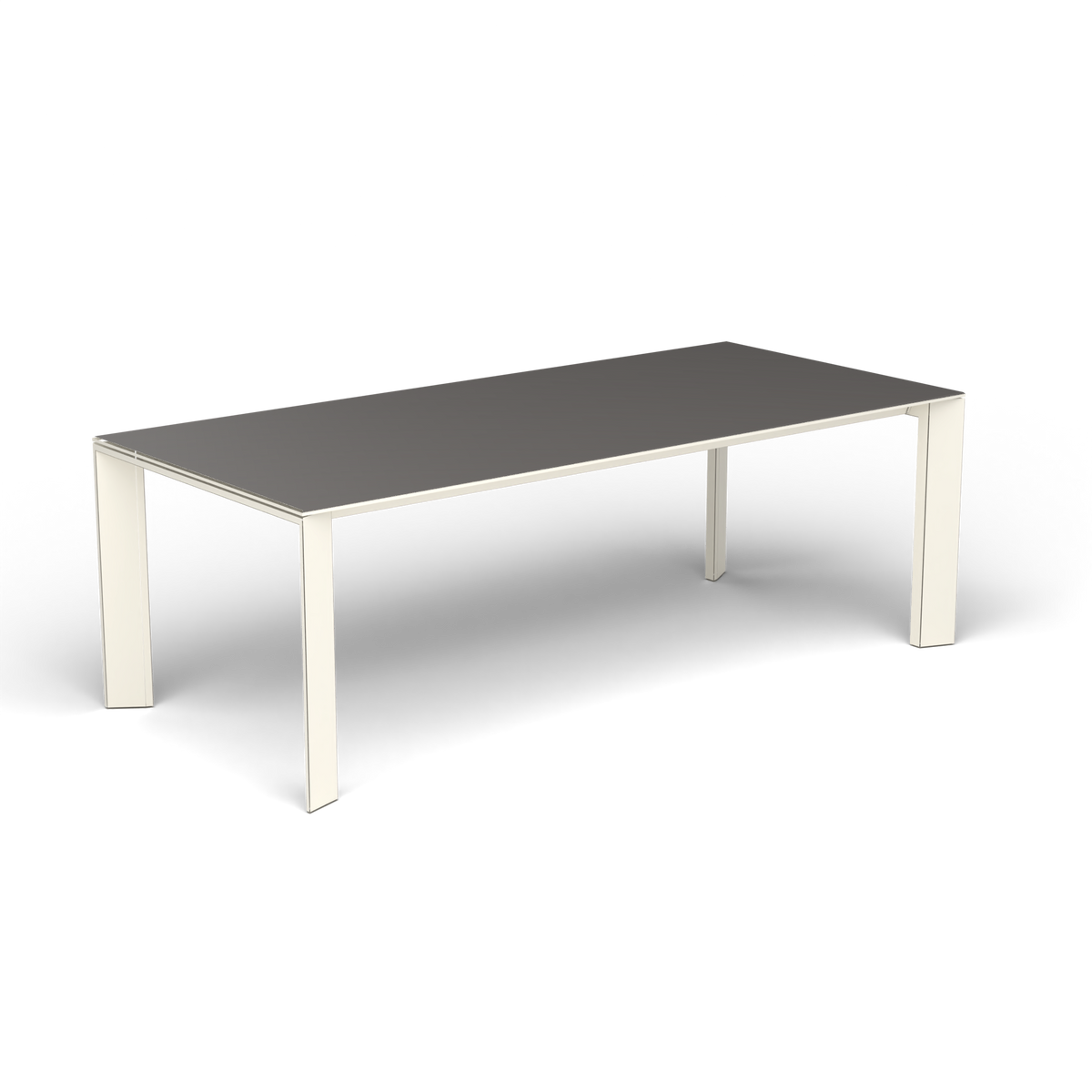 Grande Arche Uitschuifbare Rechthoekige Eettafel, 220/270 × 100 × h 74 cm, Antique White, Aluminium speckled Anthracite