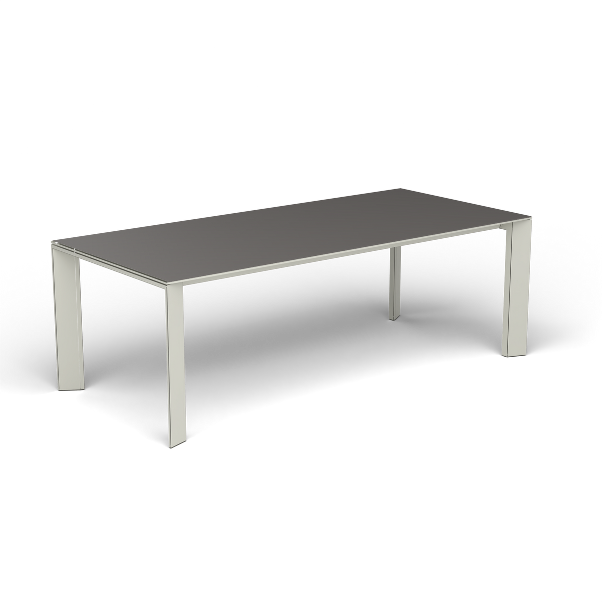 Grande Arche Uitschuifbare Rechthoekige Eettafel, 220/270 × 100 × h 74 cm, Powder Grey, Aluminium speckled Anthracite