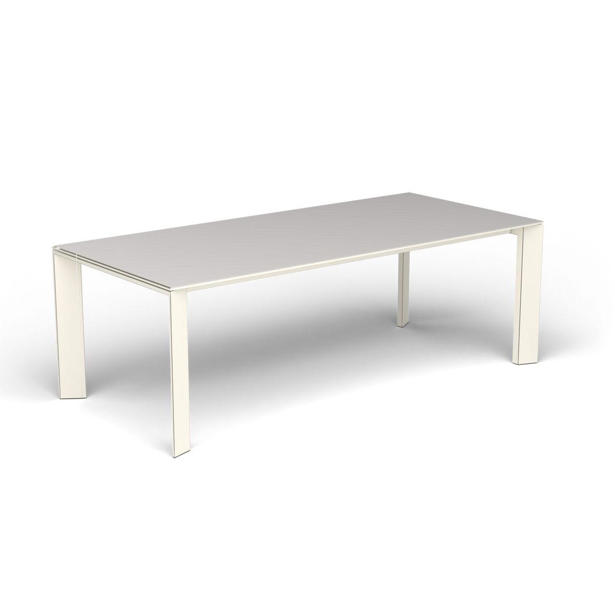 Grande Arche Uitschuifbare Rechthoekige Eettafel, 220/270 × 100 × h 74 cm, Antique White, Aluminium speckled Grey