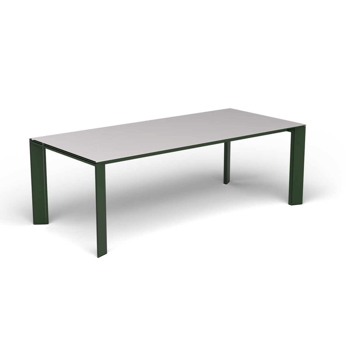 Grande Arche Uitschuifbare Rechthoekige Eettafel, 220/270 × 100 × h 74 cm, Bottle Green, Aluminium speckled Grey