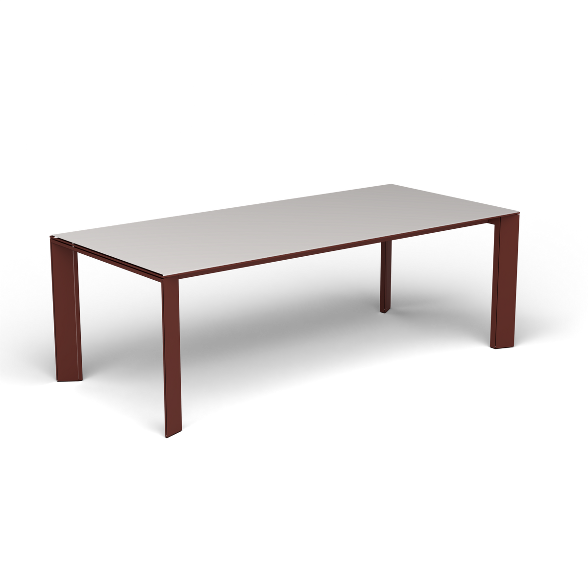 Grande Arche Uitschuifbare Rechthoekige Eettafel, 220/270 × 100 × h 74 cm, Chestnut Brown, Aluminium speckled Grey