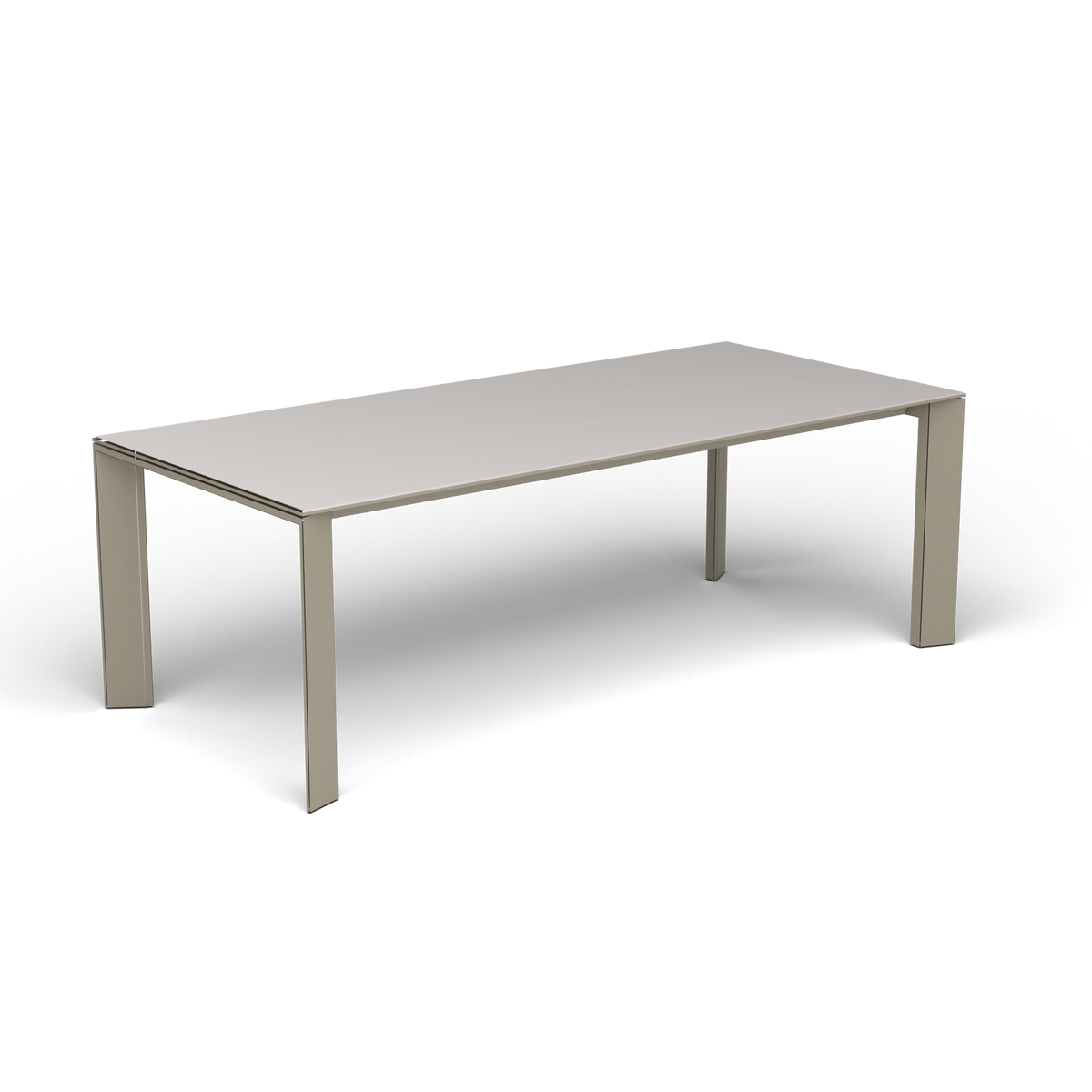 Grande Arche Uitschuifbare Rechthoekige Eettafel, 220/270 × 100 × h 74 cm, Pearly Gold, Aluminium speckled Grey