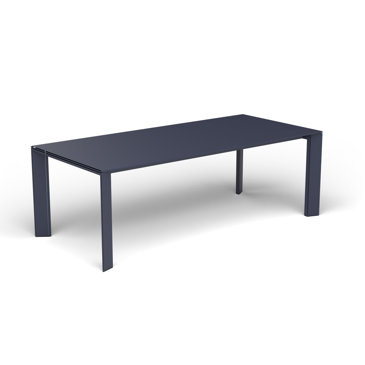Grande Arche Uitschuifbare Rechthoekige Eettafel, 220/270 × 100 × h 74 cm, Grey Blue, Gelakt aluminium (volgt onderstelkleur)