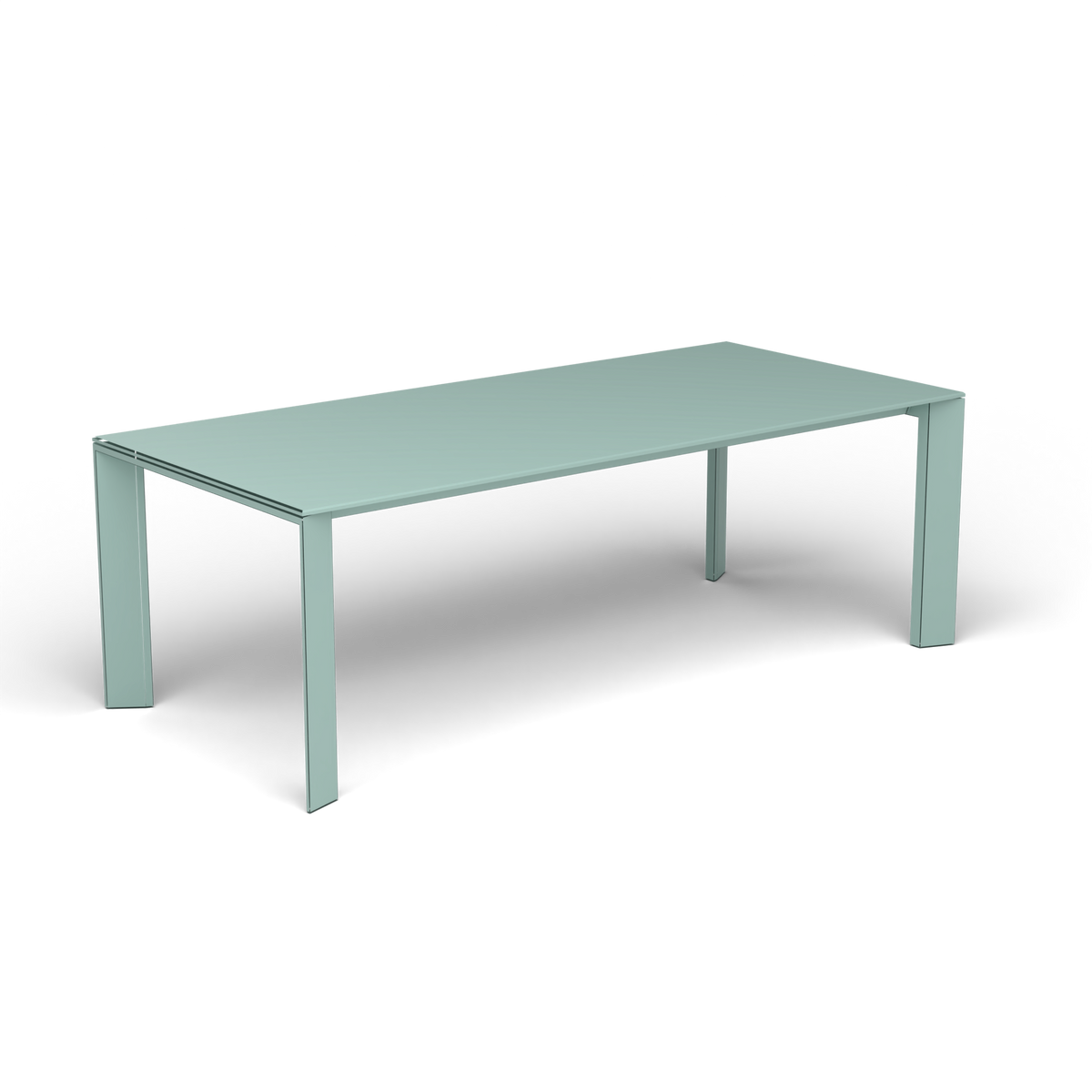 Grande Arche Uitschuifbare Rechthoekige Eettafel, 220/270 × 100 × h 74 cm, Light Blue, Gelakt aluminium (volgt onderstelkleur)