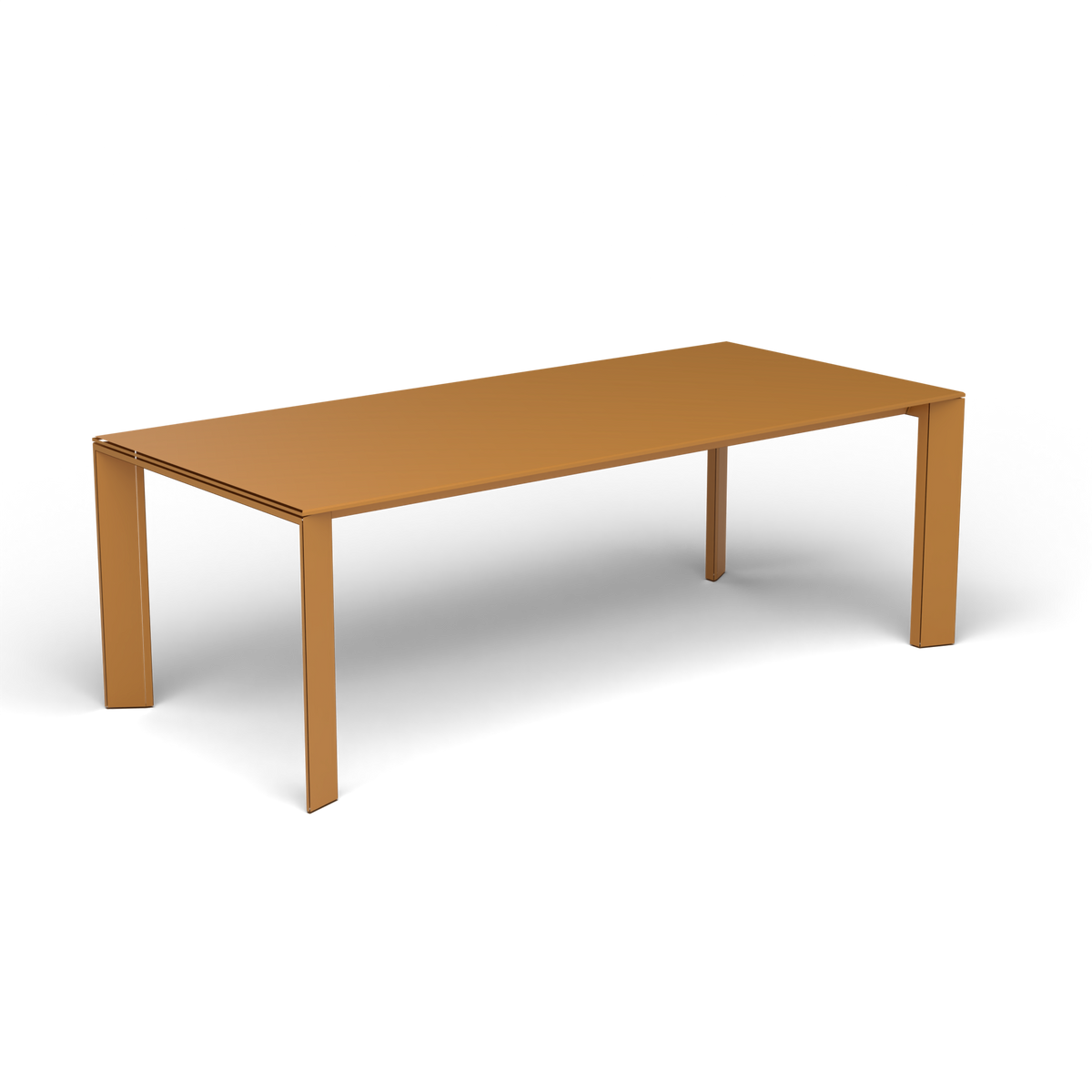 Grande Arche Uitschuifbare Rechthoekige Eettafel, 220/270 × 100 × h 74 cm, Mustard Yellow, Gelakt aluminium (volgt onderstelkleur)