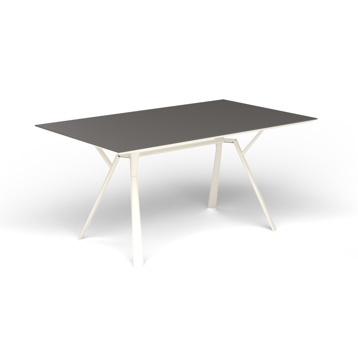 Radice Quadra Rechthoekige Tafel, 150 × 90 × h 74 cm, Antique White, Aluminium speckled Anthracite