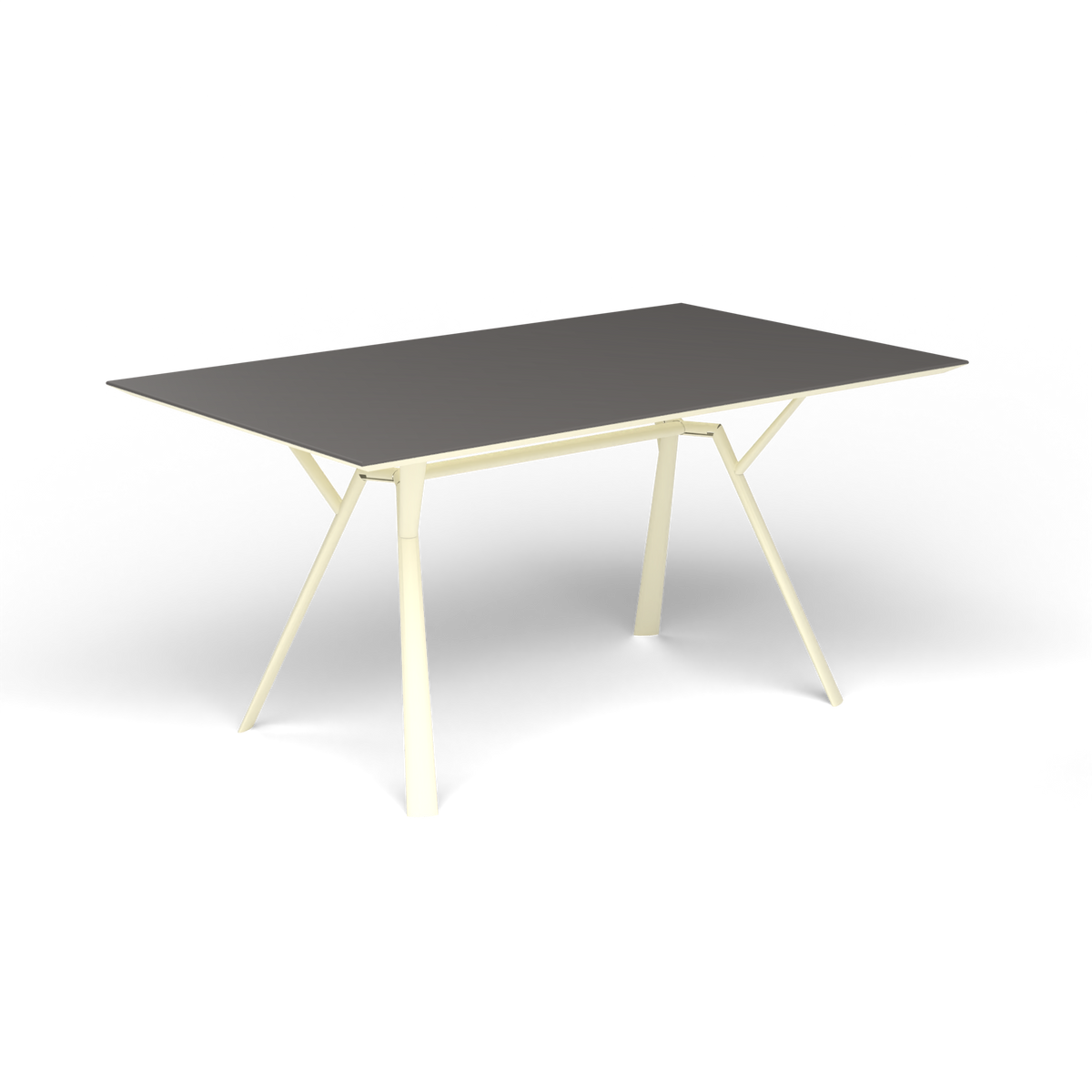 Radice Quadra Rechthoekige Tafel, 150 × 90 × h 74 cm, Butter White, Aluminium speckled Anthracite