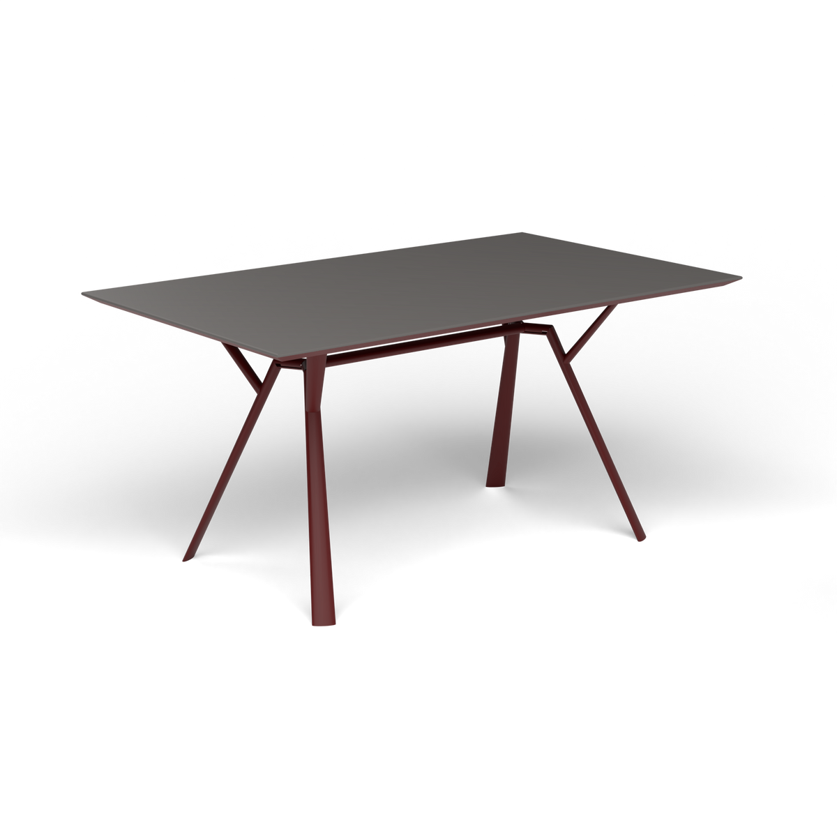 Radice Quadra Rechthoekige Tafel, 150 × 90 × h 74 cm, Chestnut Brown, Aluminium speckled Anthracite