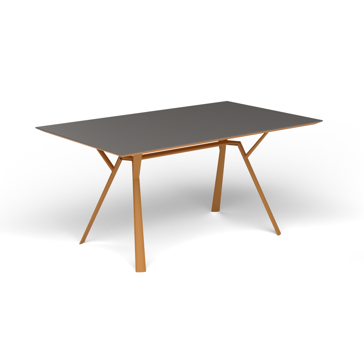 Radice Quadra Rechthoekige Tafel, 150 × 90 × h 74 cm, Mustard Yellow, Aluminium speckled Anthracite