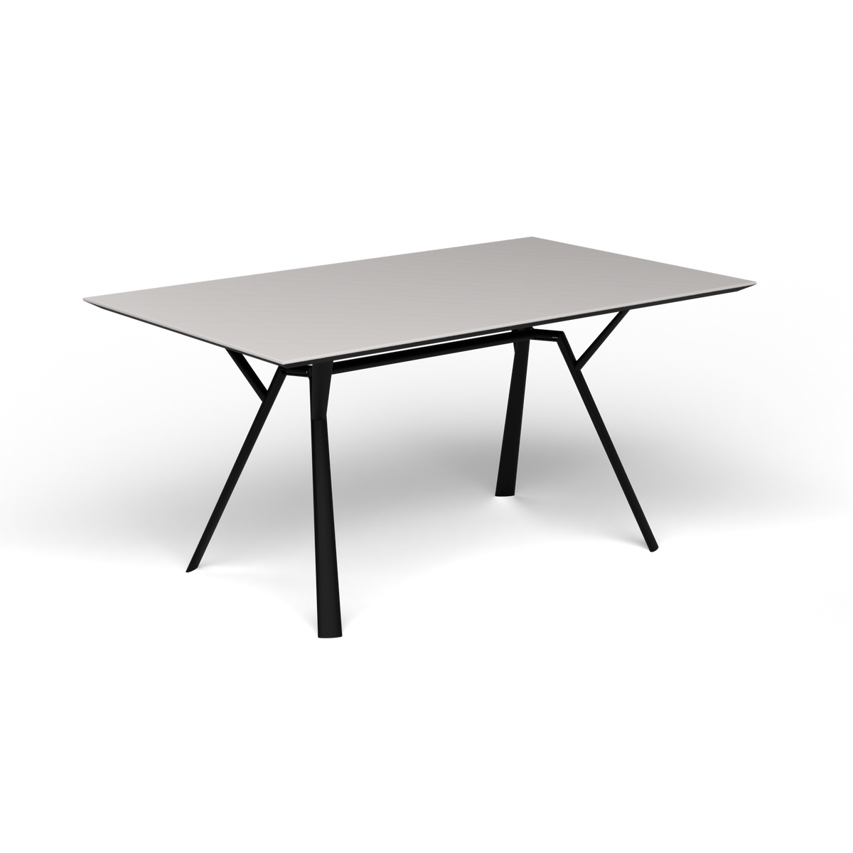 Radice Quadra Rechthoekige Tafel, 150 × 90 × h 74 cm, Black, Aluminium speckled Grey