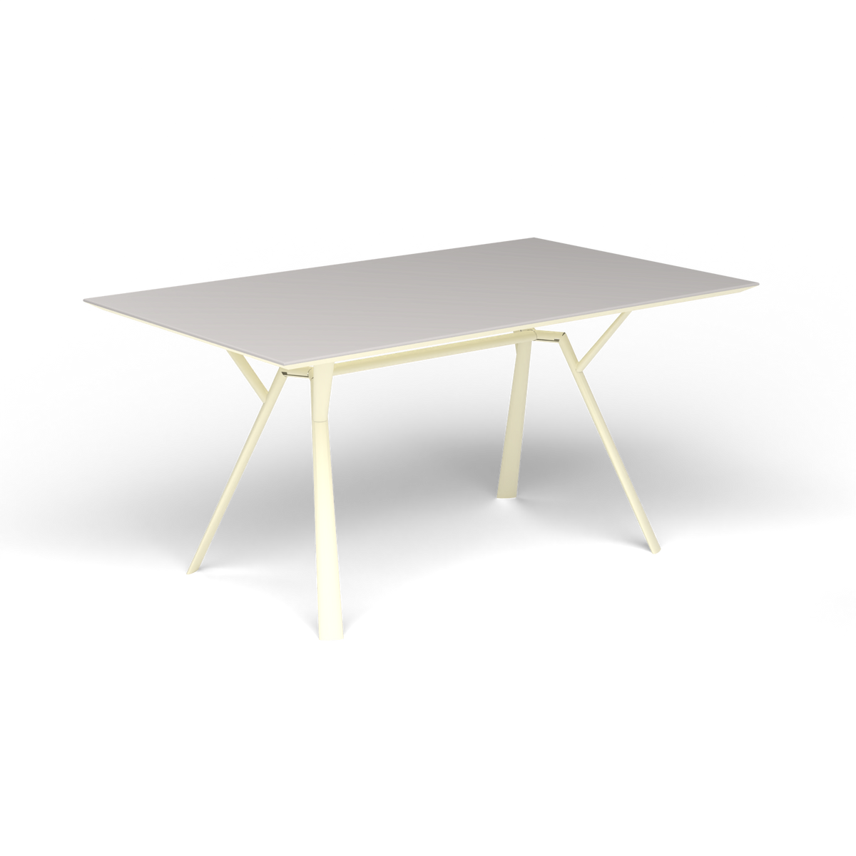 Radice Quadra Rechthoekige Tafel, 150 × 90 × h 74 cm, Butter White, Aluminium speckled Grey