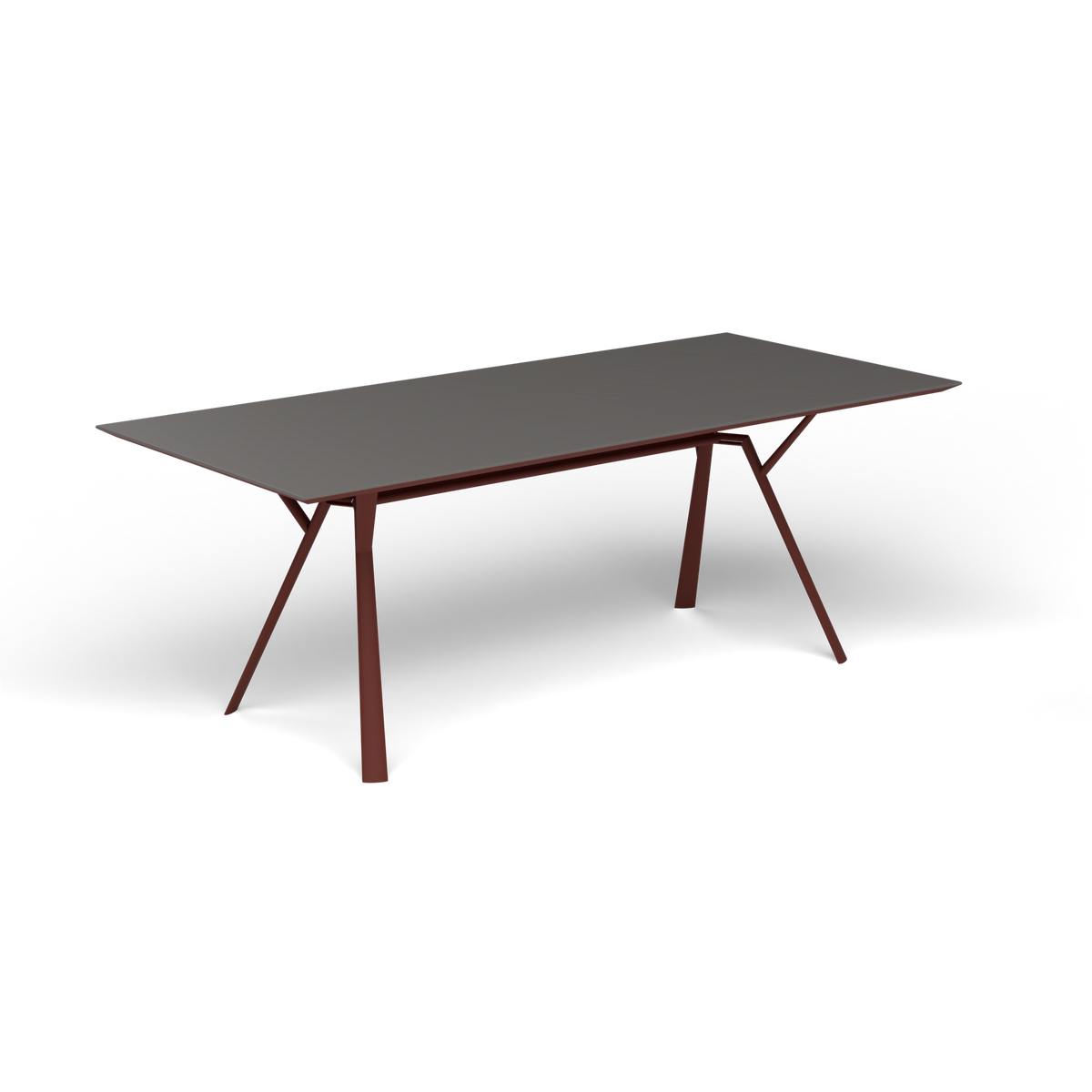 Radice Quadra Rechthoekige Tafel, 200 × 90 × h 74 cm, Chestnut Brown, Aluminium speckled Anthracite