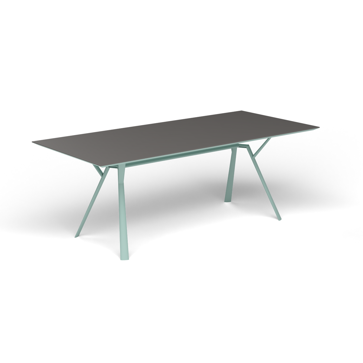 Radice Quadra Rechthoekige Tafel, 200 × 90 × h 74 cm, Light Blue, Aluminium speckled Anthracite