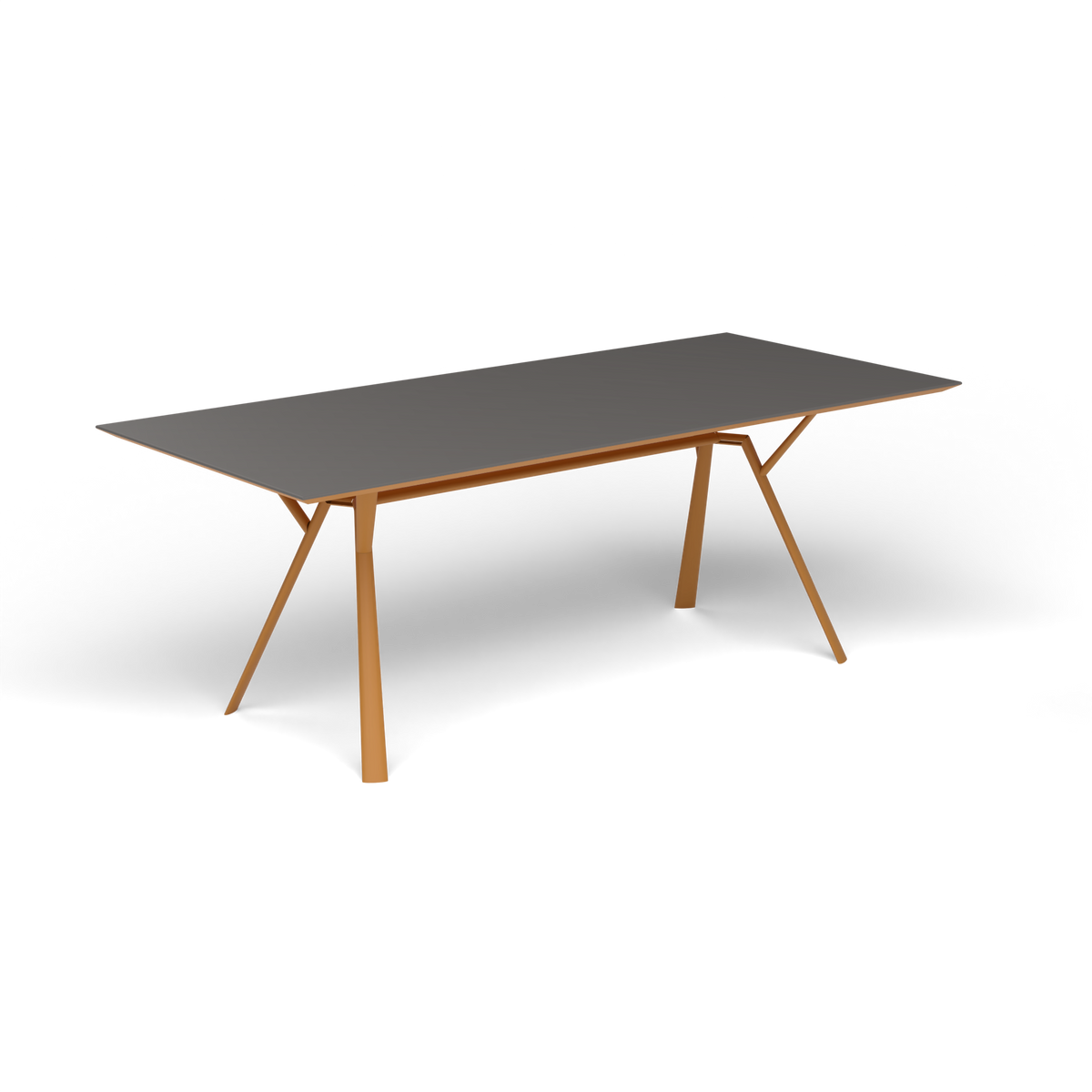 Radice Quadra Rechthoekige Tafel, 200 × 90 × h 74 cm, Mustard Yellow, Aluminium speckled Anthracite