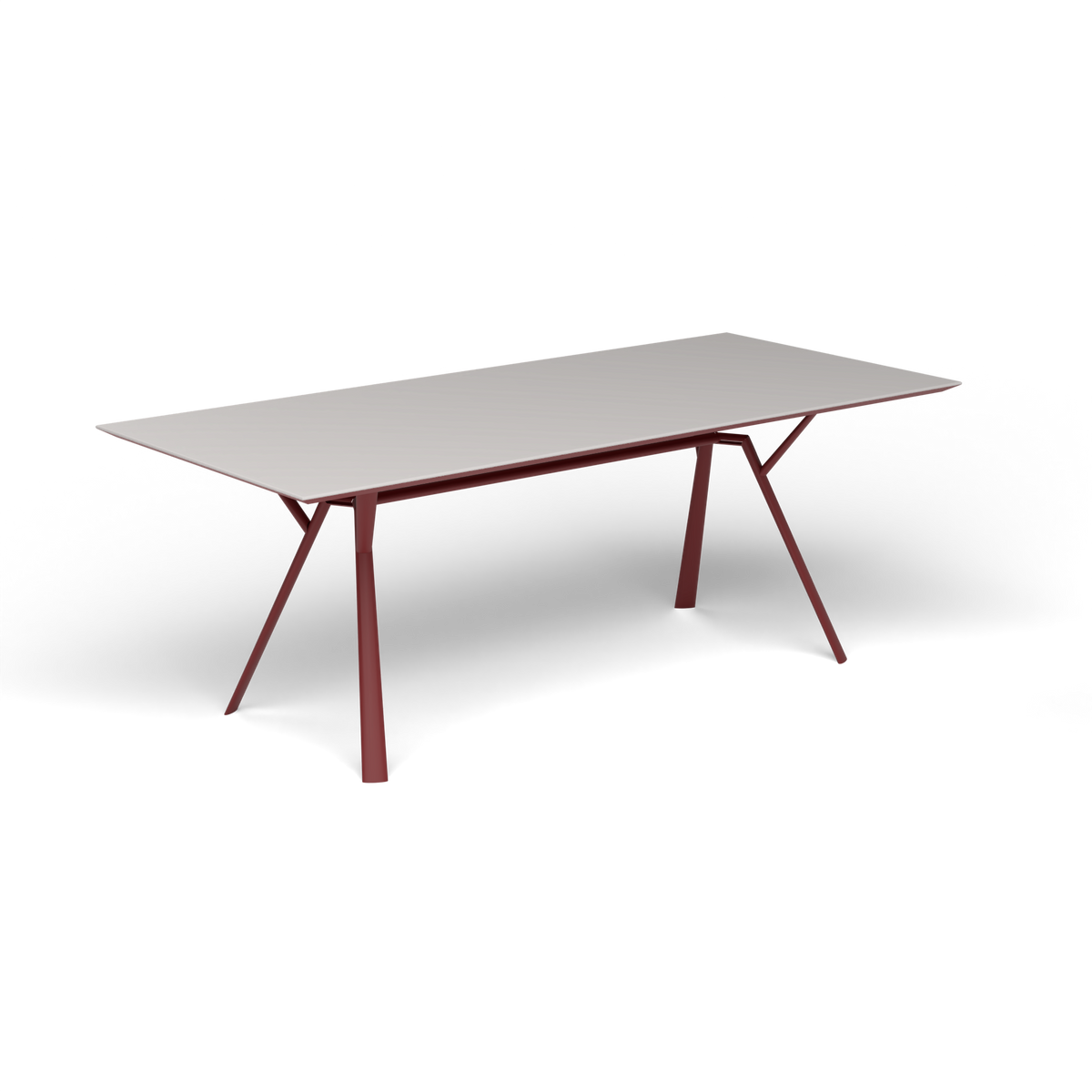 Radice Quadra Rechthoekige Tafel, 200 × 90 × h 74 cm, Autumn Red, Aluminium speckled Grey