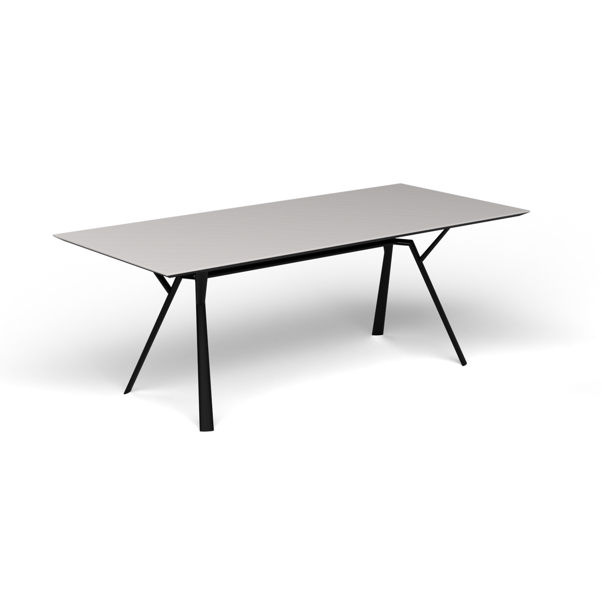Radice Quadra Rechthoekige Tafel, 200 × 90 × h 74 cm, Black, Aluminium speckled Grey
