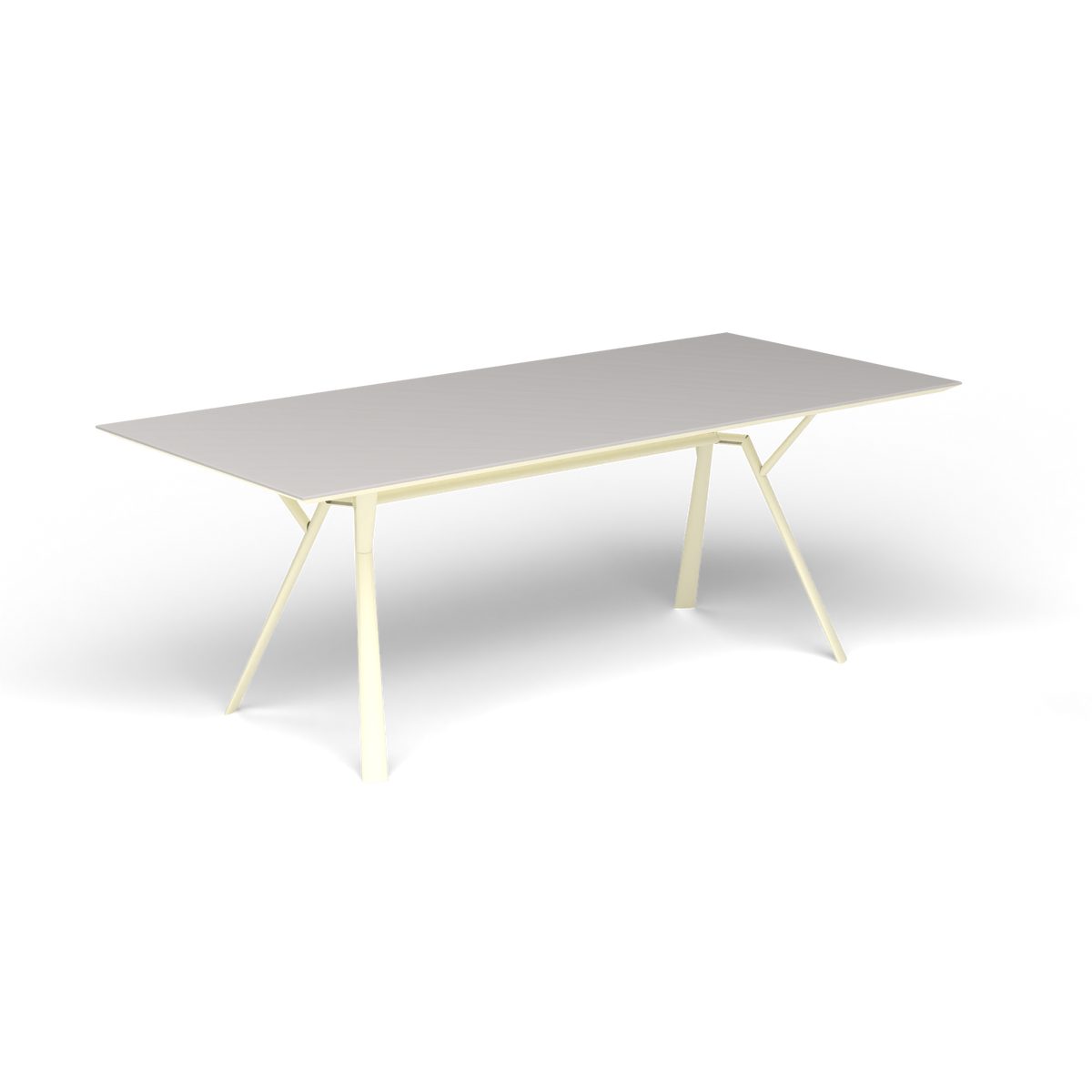 Radice Quadra Rechthoekige Tafel, 200 × 90 × h 74 cm, Butter White, Aluminium speckled Grey