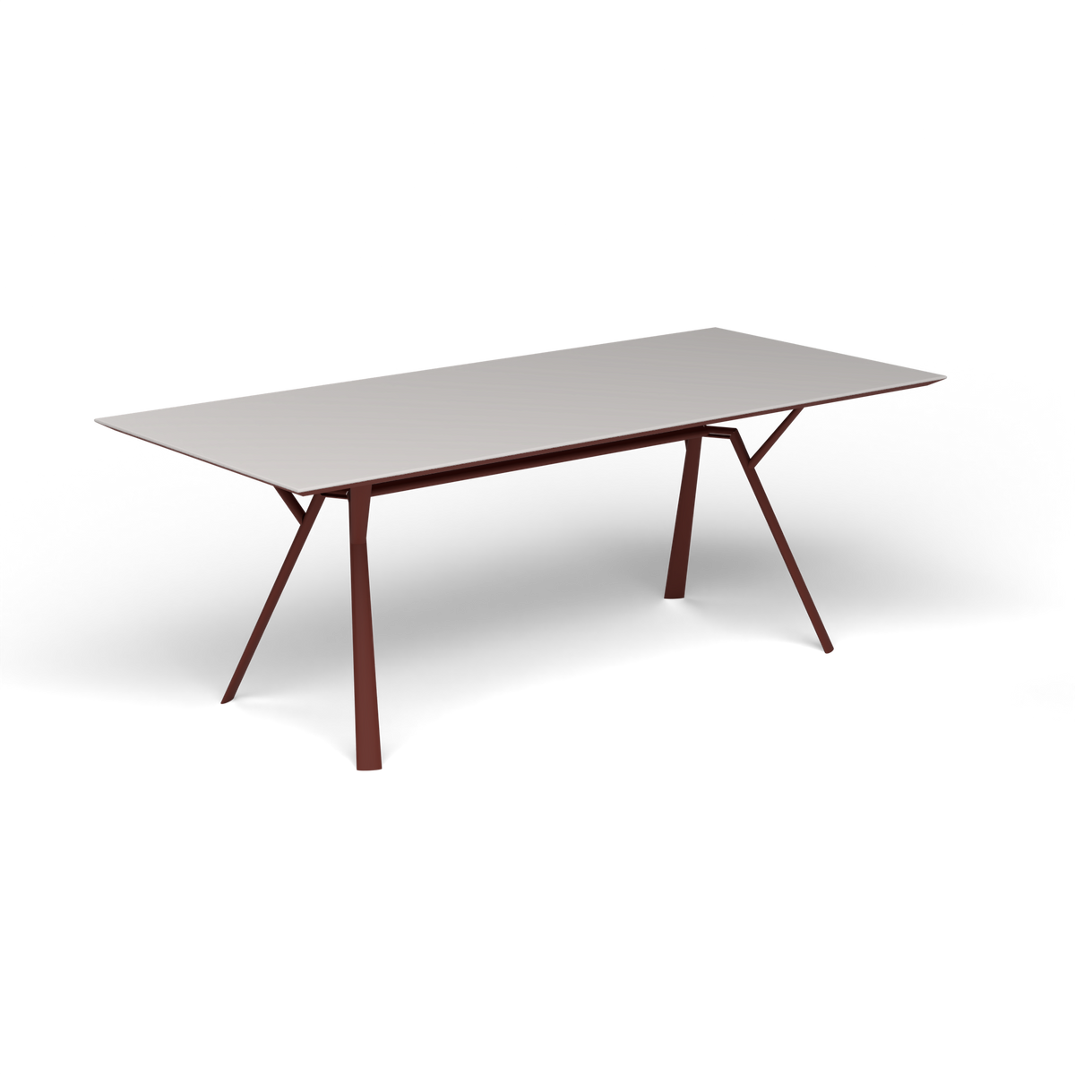 Radice Quadra Rechthoekige Tafel, 200 × 90 × h 74 cm, Chestnut Brown, Aluminium speckled Grey