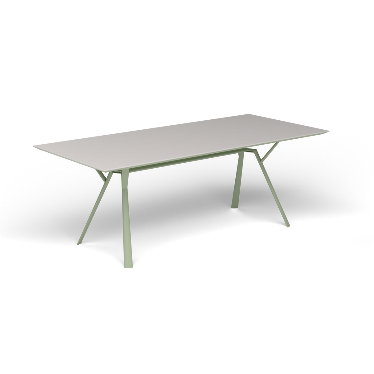 Radice Quadra Rechthoekige Tafel, 200 × 90 × h 74 cm, Green Tea, Aluminium speckled Grey