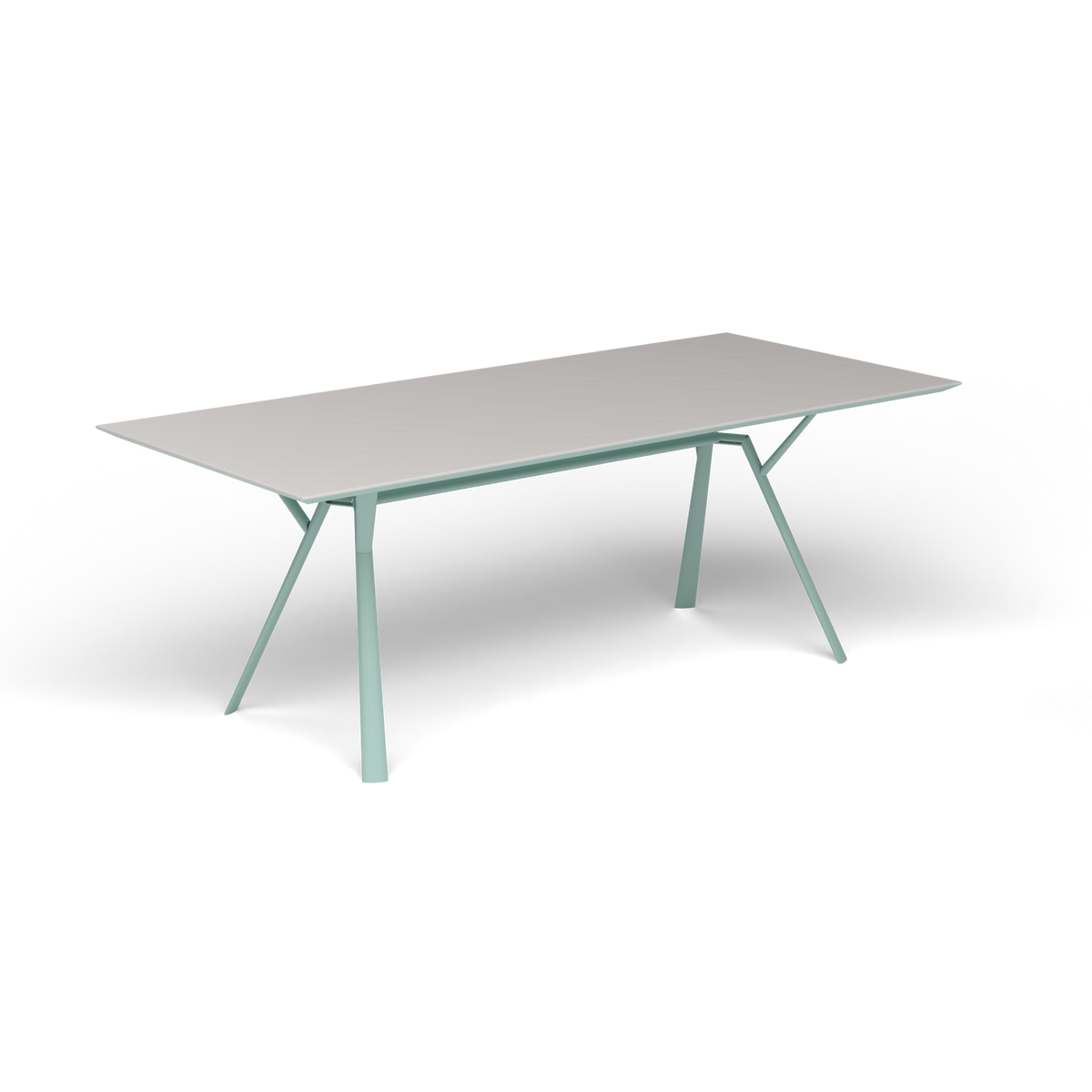 Radice Quadra Rechthoekige Tafel, 200 × 90 × h 74 cm, Light Blue, Aluminium speckled Grey