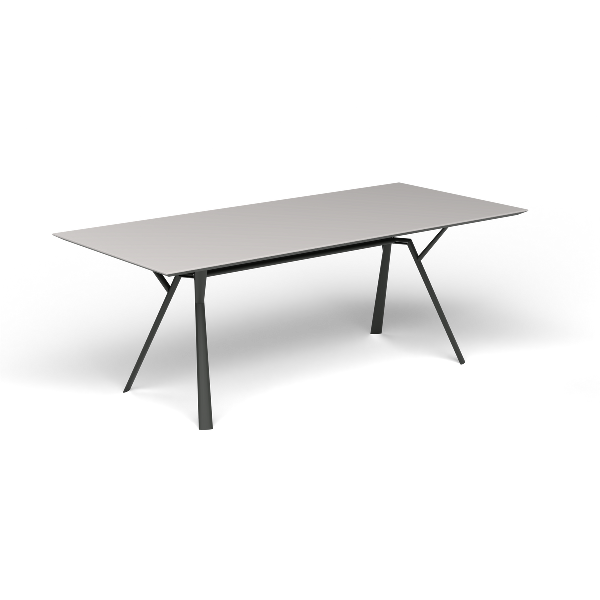 Radice Quadra Rechthoekige Tafel, 200 × 90 × h 74 cm, Metallic Grey, Aluminium speckled Grey