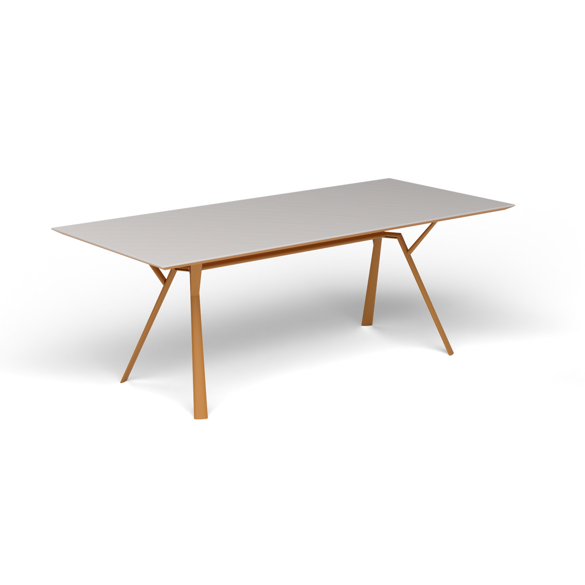 Radice Quadra Rechthoekige Tafel, 200 × 90 × h 74 cm, Mustard Yellow, Aluminium speckled Grey