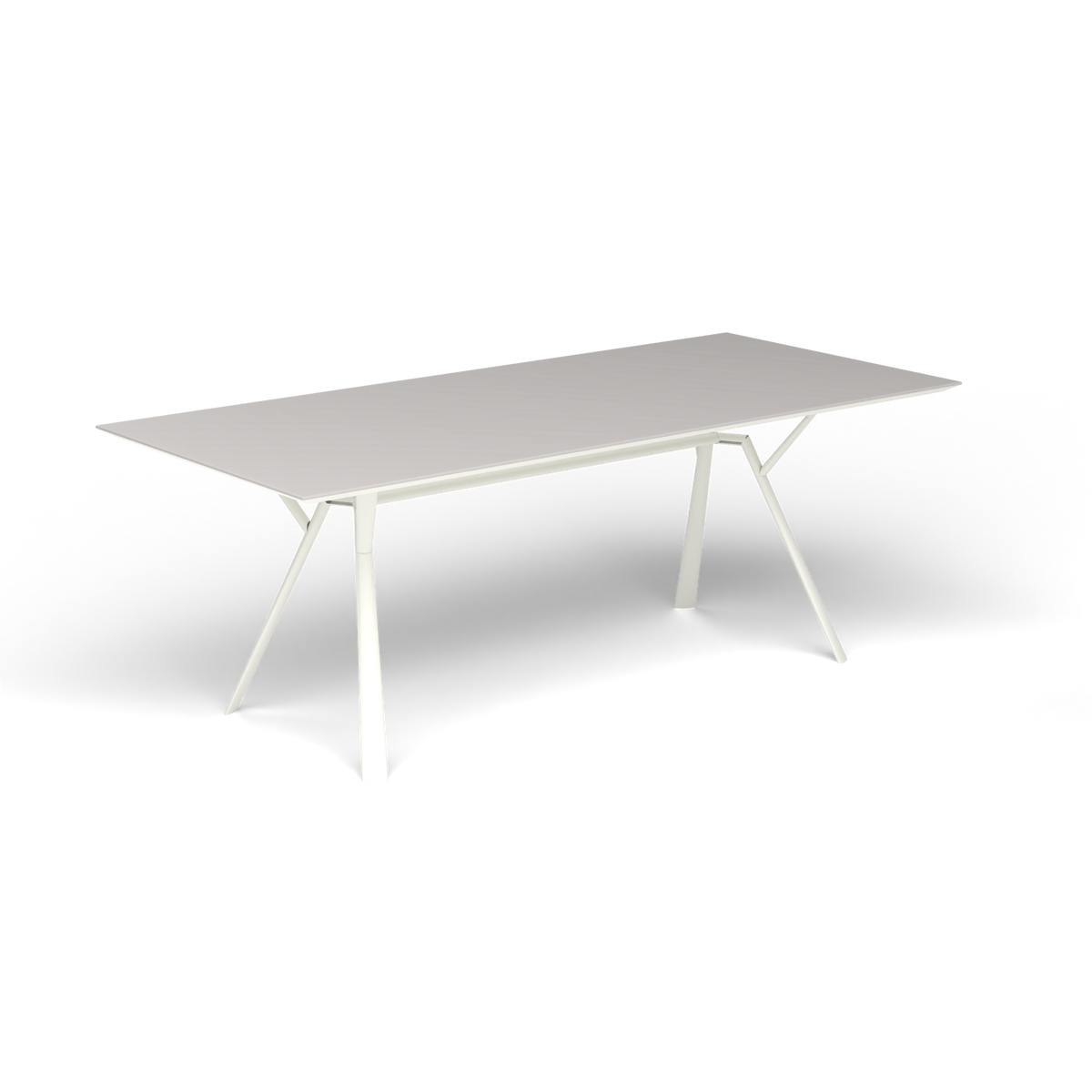 Radice Quadra Rechthoekige Tafel, 200 × 90 × h 74 cm, White, Aluminium speckled Grey