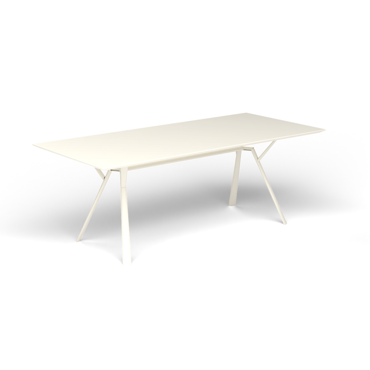 Radice Quadra Rechthoekige Tafel, 200 × 90 × h 74 cm, Antique White, Gelakt aluminium (volgt onderstelkleur)