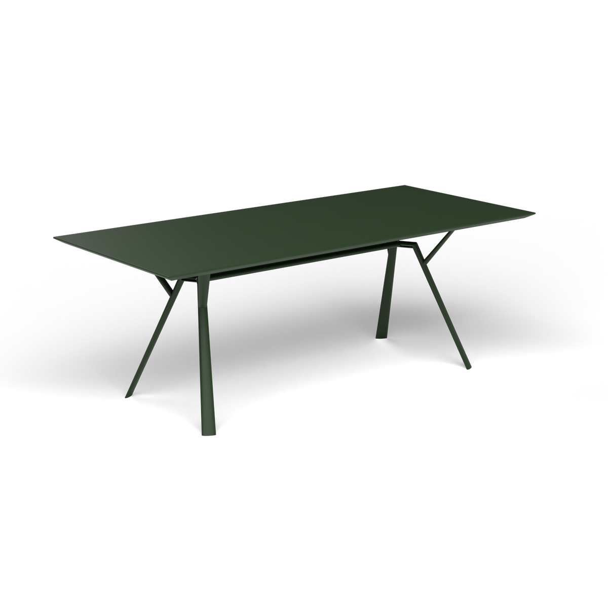 Radice Quadra Rechthoekige Tafel, 200 × 90 × h 74 cm, Bottle Green, Gelakt aluminium (volgt onderstelkleur)