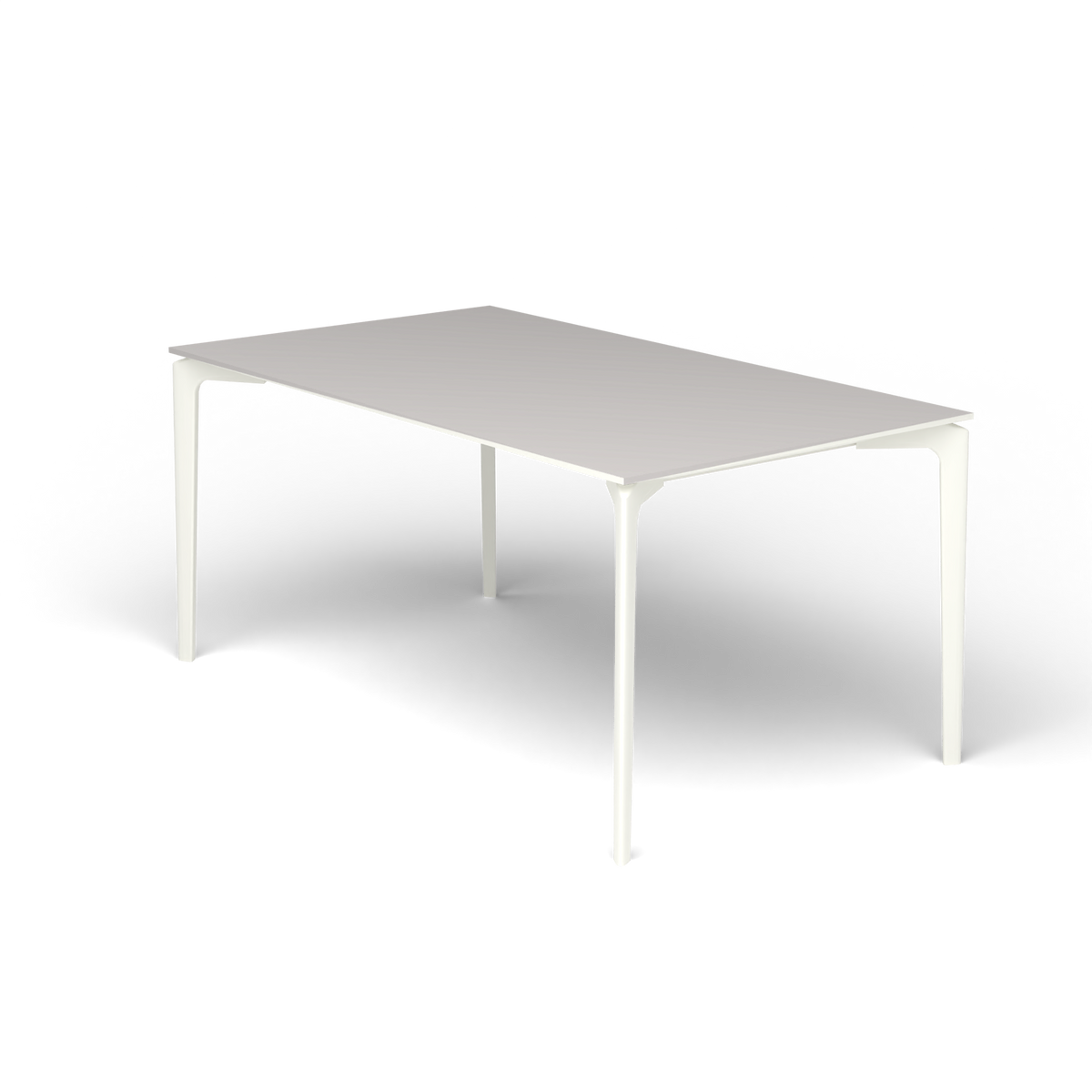 AllSize Rechthoekige Eettafel, 160 × 90 × 74 cm, White, Aluminium speckled Grey