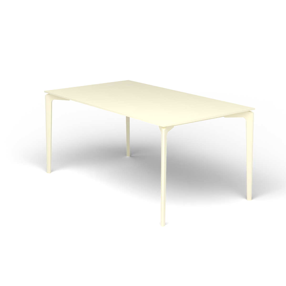 AllSize Rechthoekige Eettafel, 160 × 90 × 74 cm, Butter White, Gelakt aluminium (volgt onderstelkleur)