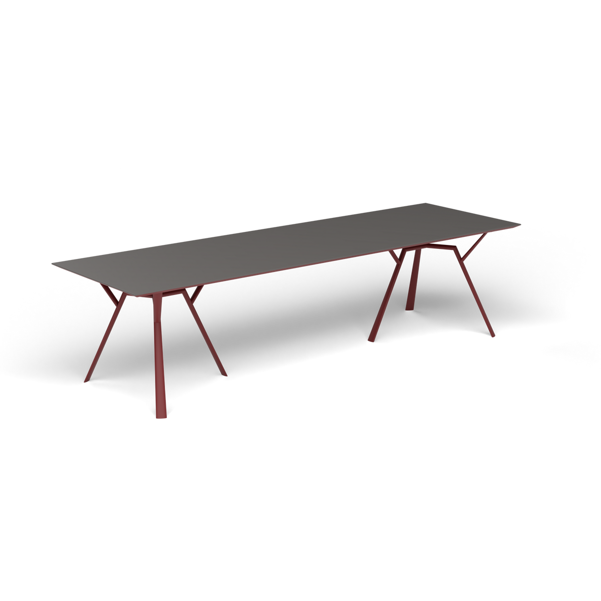 Radice Quadra Rechthoekige Tafel, 290 × 90 × h 74 cm, Autumn Red, Aluminium speckled Anthracite