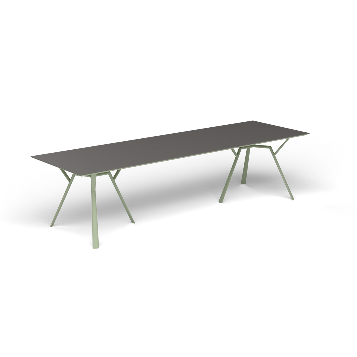 Radice Quadra Rechthoekige Tafel, 290 × 90 × h 74 cm, Green Tea, Aluminium speckled Anthracite