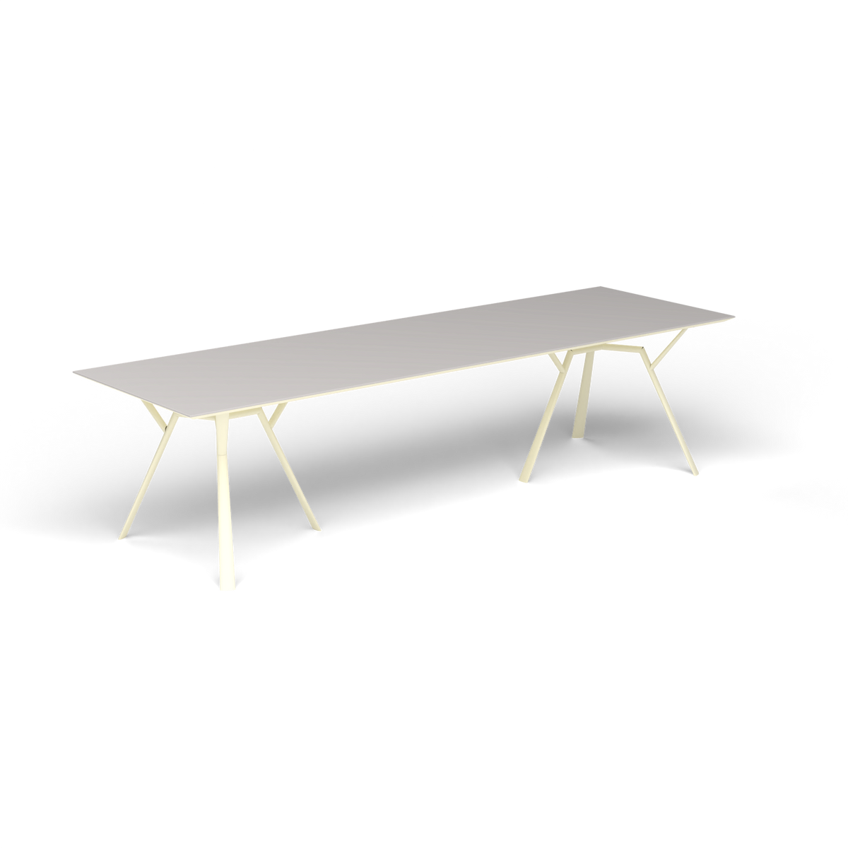Radice Quadra Rechthoekige Tafel, 290 × 90 × h 74 cm, Butter White, Aluminium speckled Grey