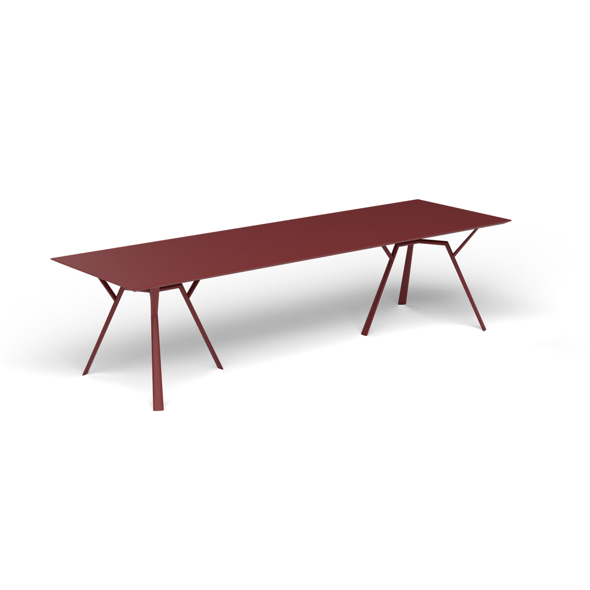 Radice Quadra Rechthoekige Tafel, 290 × 90 × h 74 cm, Autumn Red, Gelakt aluminium (volgt onderstelkleur)