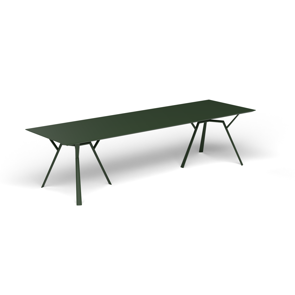 Radice Quadra Rechthoekige Tafel, 290 × 90 × h 74 cm, Bottle Green, Gelakt aluminium (volgt onderstelkleur)